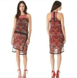 Helmut Lang Mandala Print Red and Multicolor Asymetrical Dress Size 4
